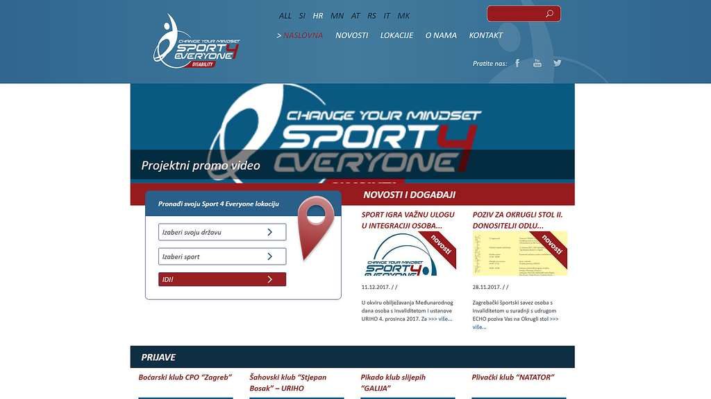 Sport 4 Everyone - web stranica i mobilna aplikacija