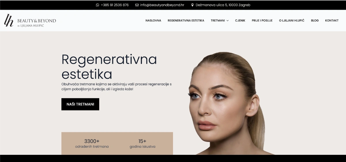 Beauty & Beyond - prikaz web stranice