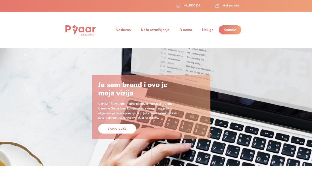 Pyaar - prikaz web stranice