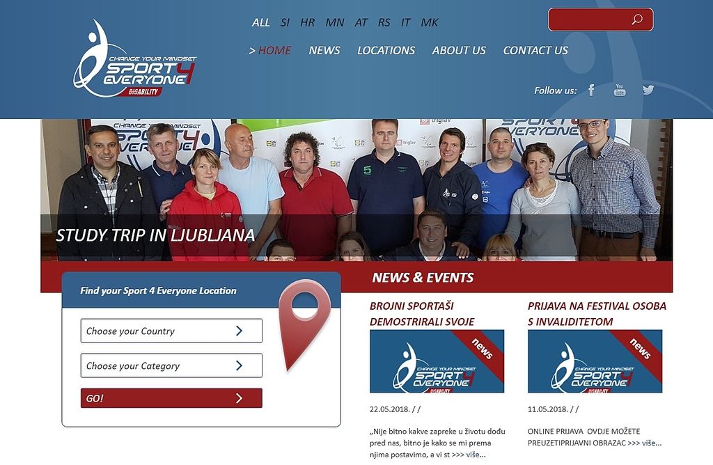 Sport4Everyone - prikaz web stranice